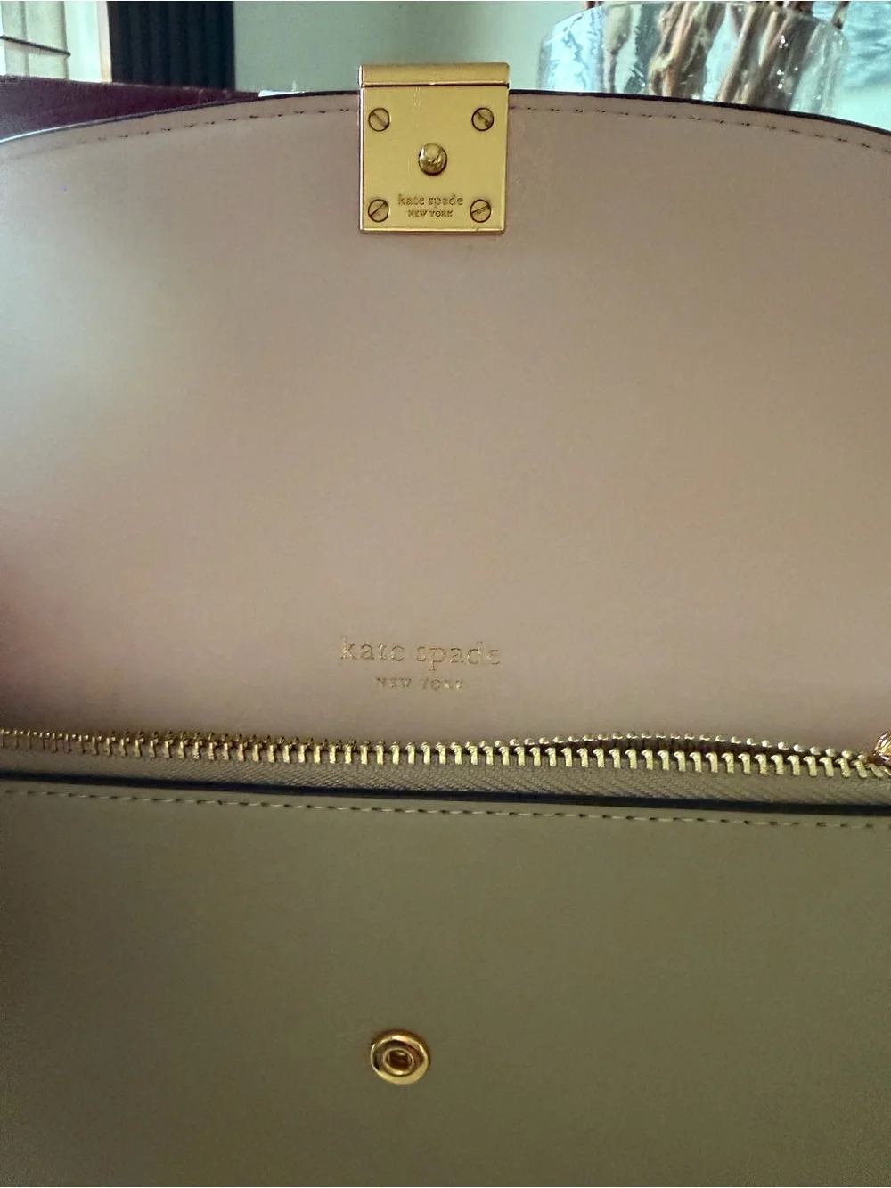 Kate Spade Neutral Beige Leather Wristlet